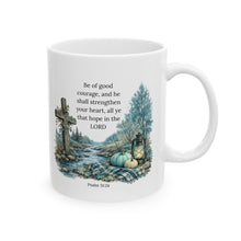 Load image into Gallery viewer, Scripture Faith Mug — Cross & Woodland Design (11oz)