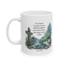 Load image into Gallery viewer, Scripture Faith Mug — Cross & Woodland Design (11oz)