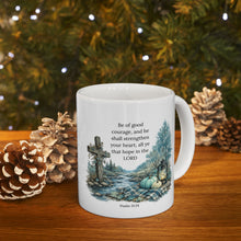 Load image into Gallery viewer, Scripture Faith Mug — Cross & Woodland Design (11oz)