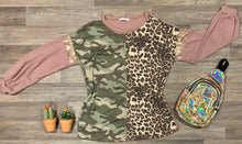 Load image into Gallery viewer, Cheetah Camo Rose Gold Long Sleeve Shirt- Missy Sizes

