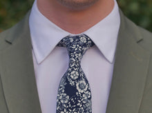 Load image into Gallery viewer, Slim Navy Floral Tie
