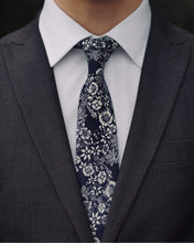 Load image into Gallery viewer, Slim Navy Floral Tie

