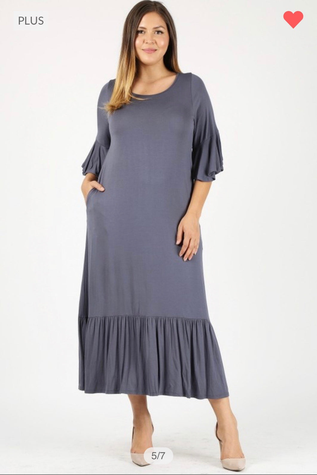 Charcoal Soft Dress-Plus Size Only
